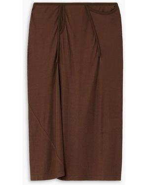 Christopher Esber Fusion Ribbed Stretch-jersey Midi Skirt - Brown