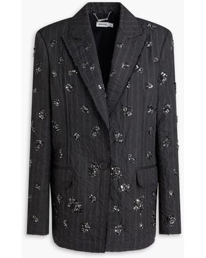 Jonathan Simkhai Embellished Herringbone Tweed Blazer - Black