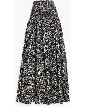 Solid & Striped The Zaria Shirred Printed Cotton-Voile Maxi Skirt - Grey