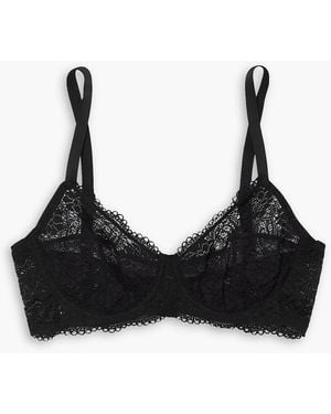 Else Peony Stretch-lace Underwired Soft-cup Bra - Black