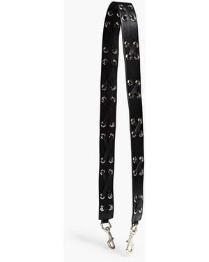 Red(V) Whipstitched Leather Bag Strap - Black