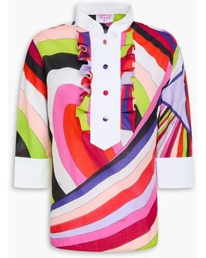 Emilio Pucci Ruffled Printed Cotton-voile Tunic - Pink