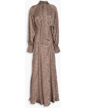 Jonathan Simkhai Tawney Snake-Print Satin-Jacquard Maxi Dress - Natural