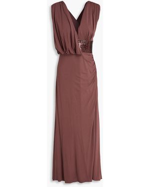 Hervé Léger Lucille Sequin-Embellished Draped Jersey Gown - Purple