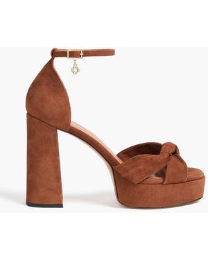 Maje Knotted Suede Platform Sandals - Brown