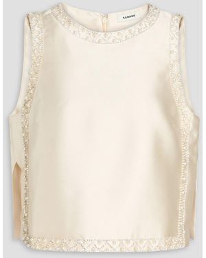 Sandro Embellished Faille Top - White
