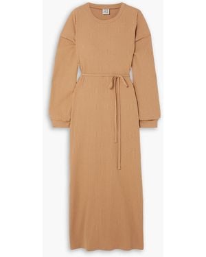 Baserange Shaw midi-wickelkleid aus einer gerippter baumwolle - Natur