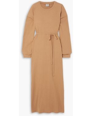 Baserange Shaw midi-wickelkleid aus einer gerippter baumwolle - Natur