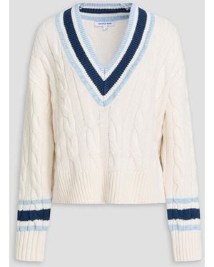 Veronica Beard Lachlen Striped Cable-Knit Linen-Blend Jumper - Blue