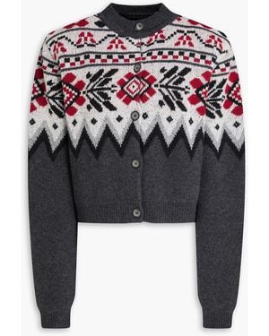 Magda Butrym Cropped Fair Isle Jacquard-knit Cashmere Cardigan - Black