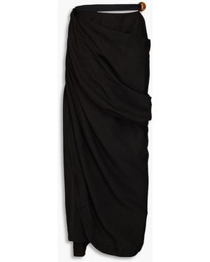 Jacquemus Embellished Draped Twill Maxi Skirt - Black