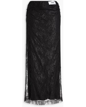Dolce & Gabbana Appliquéd Draped Lace Maxi Skirt - Black