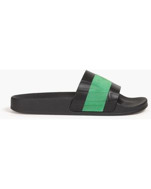 Frescobol Carioca Humberto Striped Leather Slides - Green