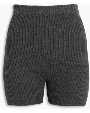 T By Alexander Wang Ribbed Wool-blend Shorts - Gray