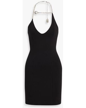 Area Crystal-Embellished Cady Halterneck Mini Dress - Black