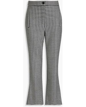 Veronica Beard Arte Cropped Houndstooth Tweed Bootcut Trousers - Grey