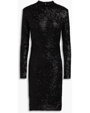 Envelope Open-back Sequined Stretch-jersey Mini Dress - Black
