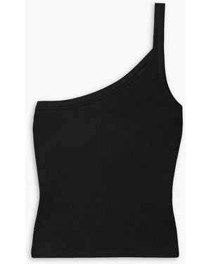 ATM Asymmetrisches tanktop aus geripptem stretch-modal-jersey - Schwarz