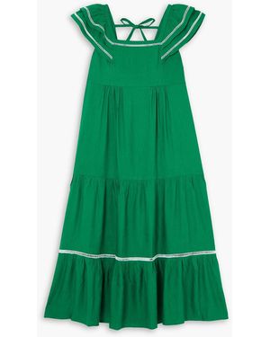 Cefinn Bella Tiered Crepe Midi Dress - Green