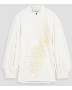 Jil Sander Embroidered Linen Shirt - White