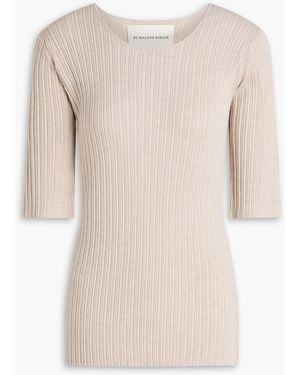 By Malene Birger Ribbed Merino Wool-Blend Top - Natural