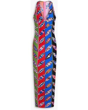 PUCCI Printed Stretch-Jersey Maxi Dress - Blue