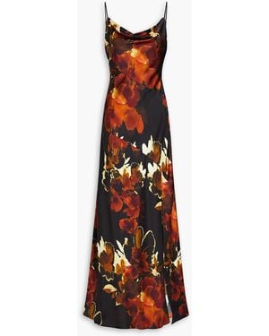 Nicholas Draped Printed Silk-blend Satin Gown - White