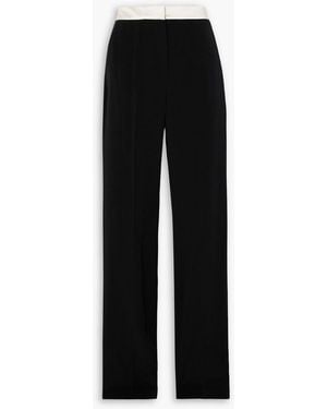 Galvan London Zengel Satin-trimmed Grain De Poudre Straight-leg Trousers - Black