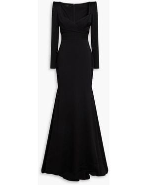 Alex Perry Wrap-effect Satin-crepe Gown - Black