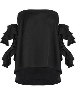Sachin & Babi Off-the-shoulder Ruffled Crepe Top - Black