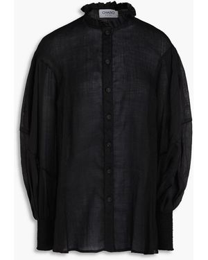 Charo Ruiz Dennyl Ruffled Ramie-blend Blouse - Black