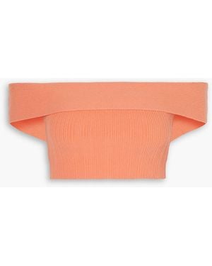 Anna Quan Tessa Cropped Off-the-shoulder Ribbed Cotton-blend Top - Orange