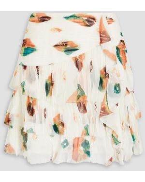 Ulla Johnson Ella Tiered Printed Silk-crepon Mini Skirt - White