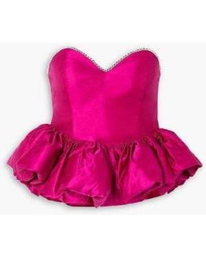 Miss Sohee Oberteil aus satin aus einer seidenmischung mit schößchen und kristallen - Pink