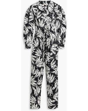 FARM Rio Printed Cotton-Blend Poplin Jumpsuit - Black
