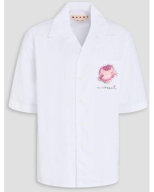 Marni Floral-Appliquéd Cotton-Poplin Shirt - White