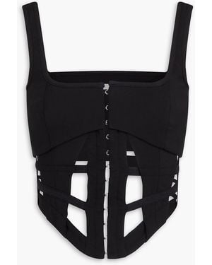 Dion Lee Cutout Wool-blend Jersey Bustier Top - Black