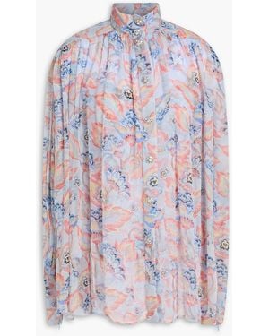 Zimmermann Crystal-embellished Floral-print Crepon Blouse - Blue