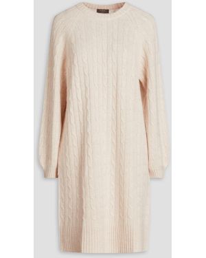 N.Peal Cashmere Cable-knit Cashmere Mini Dress - Natural
