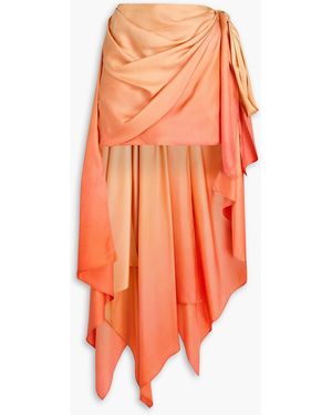 Zimmermann Draped Dégradé Silk-Twill Mini Skirt - Orange