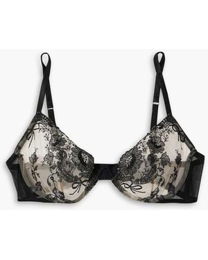 I.D Sarrieri Tattoo Embroidered Silk-blend Tulle Underwired Soft-cup Bra - Black