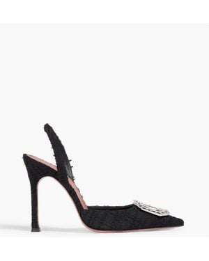 AMINA MUADDI Camelia Crystal-Embellished Tweed Slingback Pumps - Black