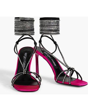 Sergio Rossi Bon Ton Satin Sandals in Black | Lyst Canada