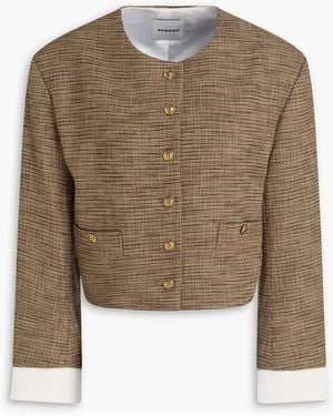 Sandro Houndstooth Tweed Jacket - Brown