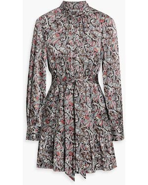Veronica Beard Zoella Paisley-Print Silk-Blend Satin Mini Dress - Grey