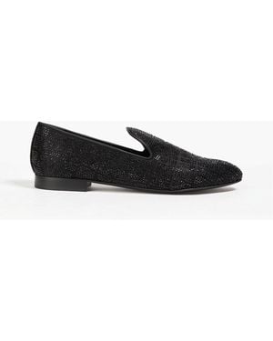 Versace Crystal-Embellished Satin Loafers - Black