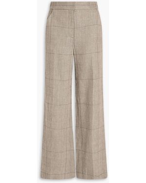 Veronica Beard Tonelli Prince Of Wales Checked Linen And Cotton-Blend Wide-Leg Trousers - Natural