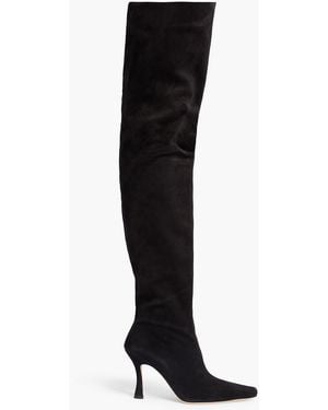 STAUD Cami Suede Thigh Boots - Black