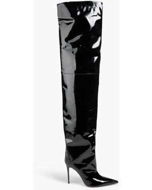 AMINA MUADDI Debora Patent-Leather Thigh Boots - Black