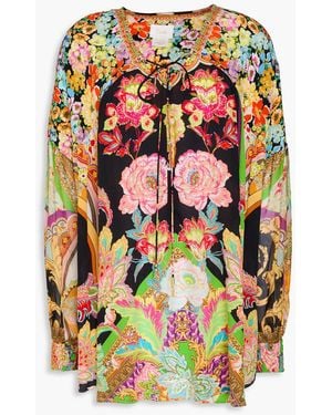 CAMILLA Crystal-Embellished Floral-Print Silk Crepe De Chine Blouse - Multicolour